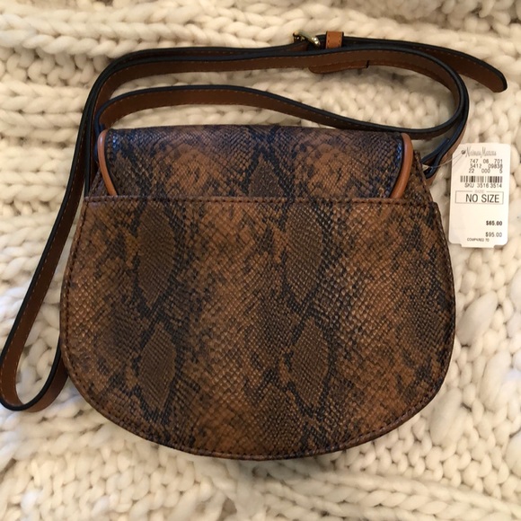 Neiman Marcus Belted Saddle Bag Faux Python NWT - Picture 2 of 7